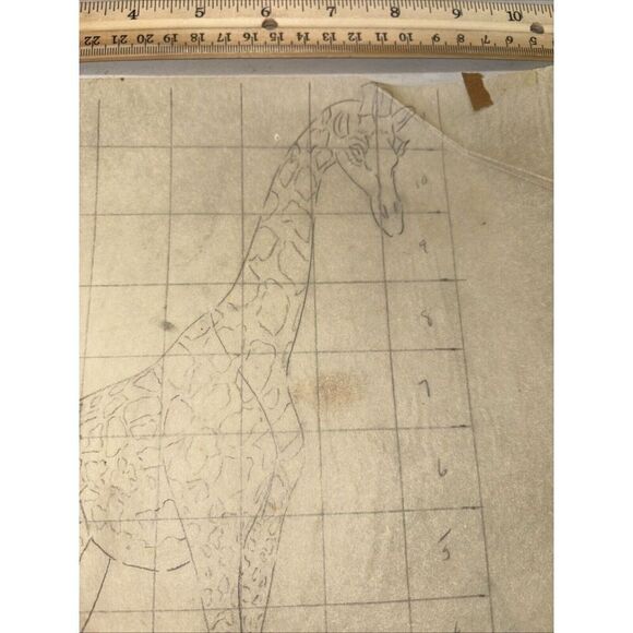 Vintage 1960s Hand Drawn Giraffe Graphic for Sample Billboard Advertisement - Picture 2 of 3